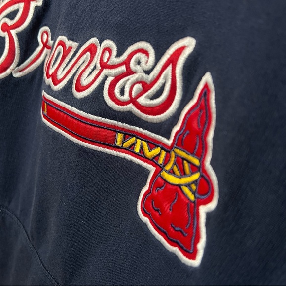 Atlanta Braves Women’s Hoodie size XL Antigua Navy Blue Embroidered Sweatshirt - Picture 3 of 6